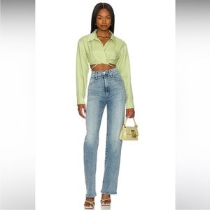 NWT Mother High Waisted Tunnel Vision Sneak in Twice Shy Jeans